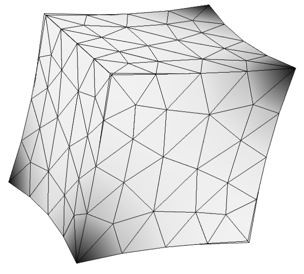 Deformation of a cube under vertex dixplacement